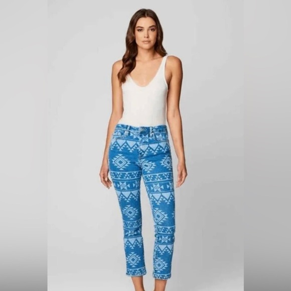 Blank NYC Free People The High Road Madison Crop Geometric Aztec Jeans‎ size 28 - Picture 5 of 7